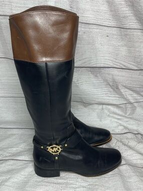 Michael Kors Women’s 9.5M Fulton Knee High Two-Toned Harness Riding Boot